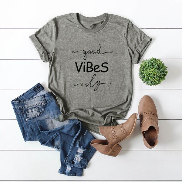 

Letter Print Tee, Grey