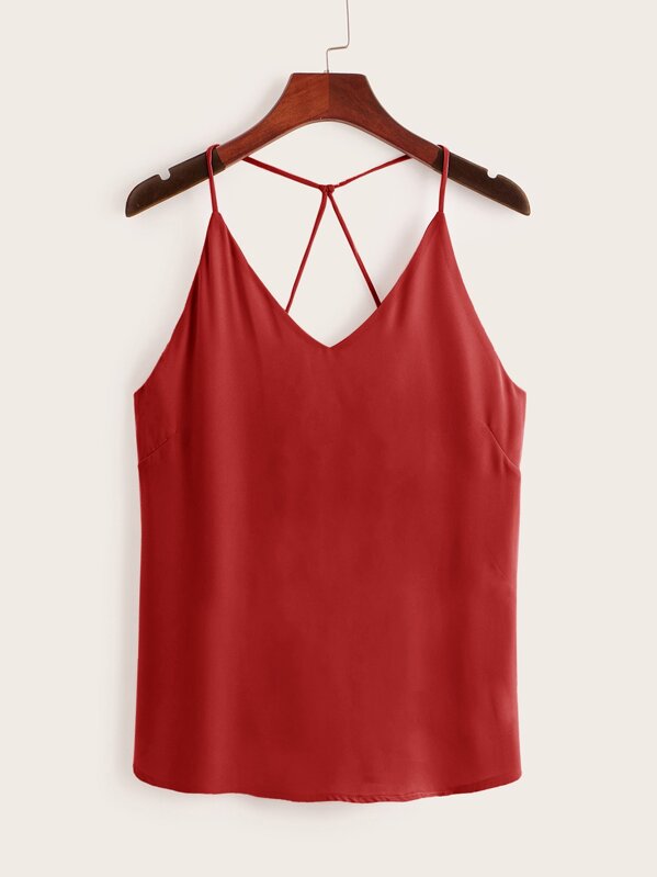 

Criss Cross Solid Cami Top, Red