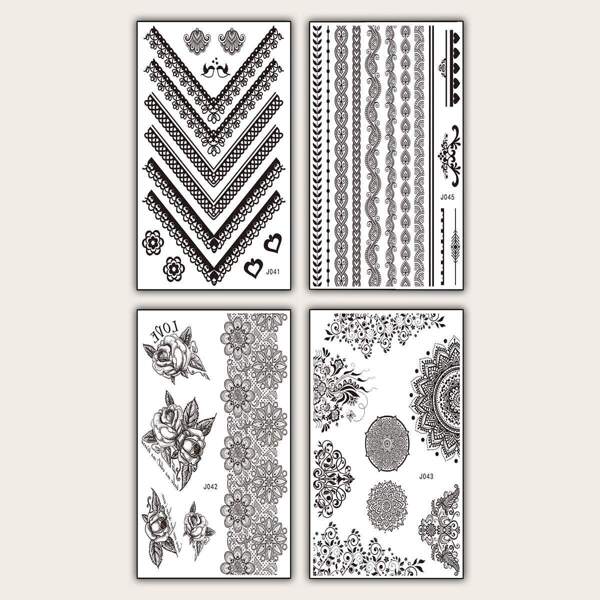 

Flower & Lace Shaped Tattoo Sticker 4sheets