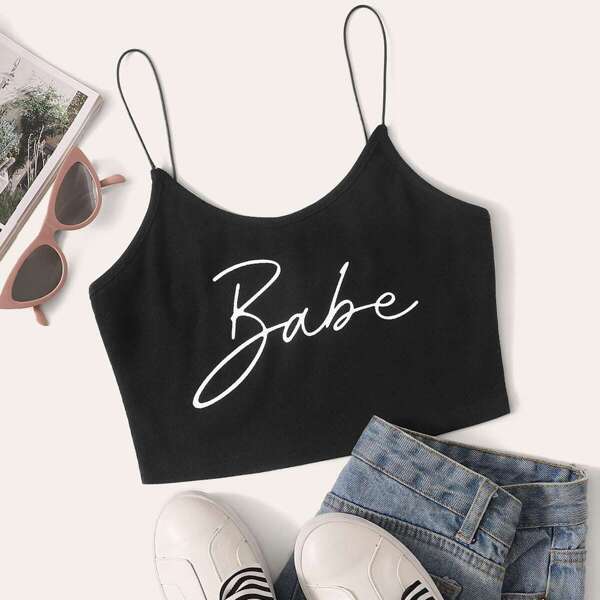 

Plus Letter Graphic Cami Top, Black