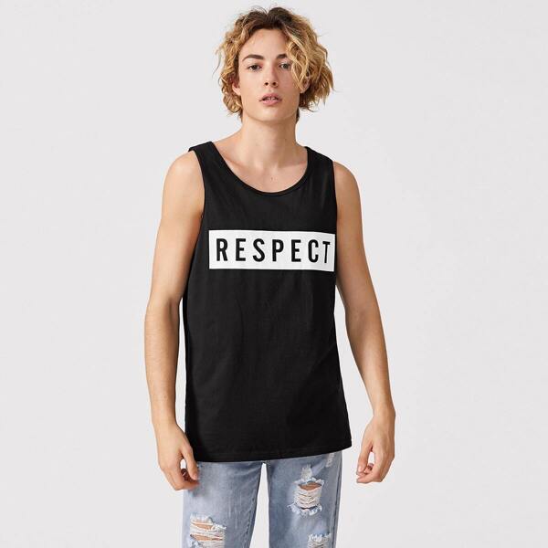 

Men Letter Print Tank Top