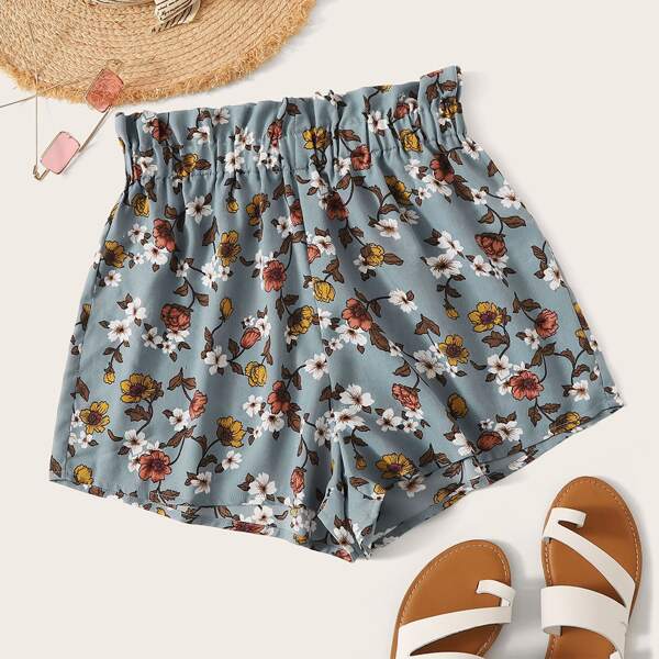 

Frill Trim Floral Print Shorts