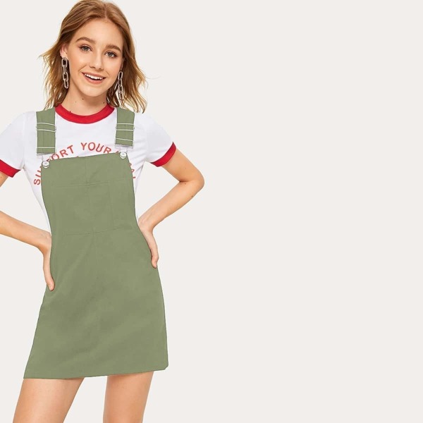 

Solid Racer Back Pinafore Dress