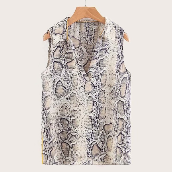 

Snake Print V-neck Blouse