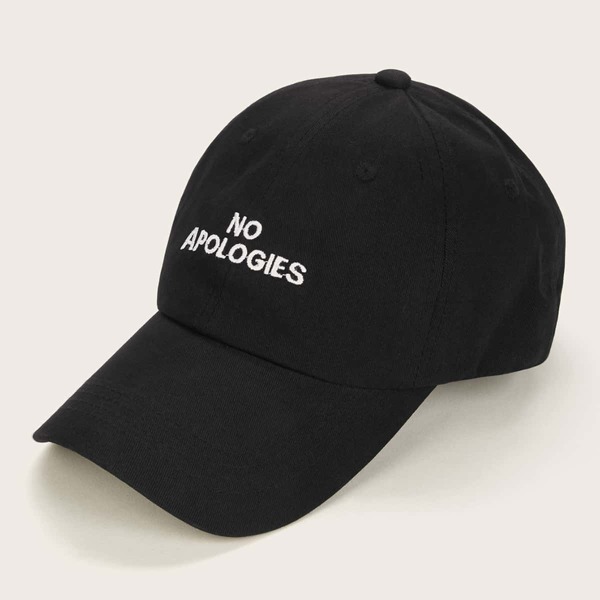 

Men Slogan Embroidery Baseball Cap, Black