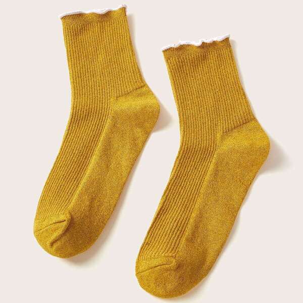

Lettuce Trim Calf Length Socks 1pair, Yellow