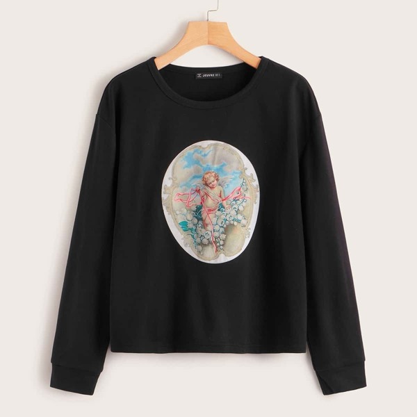 

Angel Print Sweatshirt, Black