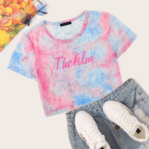 

Tie Dye Letter Crop Tee
