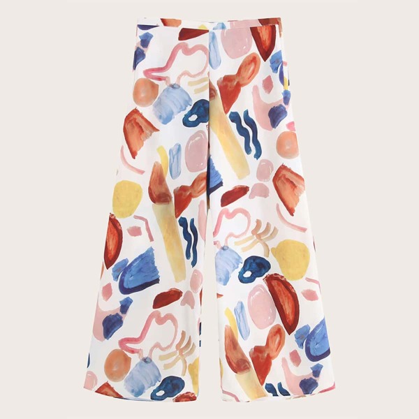 Graffiti Print Wide Leg Pants