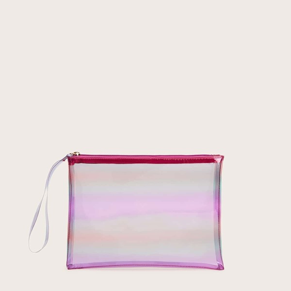 

Iridescent Clear Clutch Bag With Wrist Strap, Multicolor