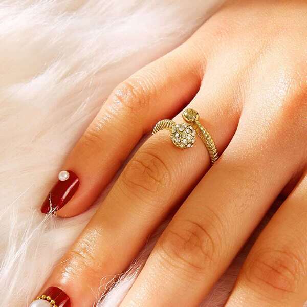 

Rhinestone Engraved Cuff Ring 1pc