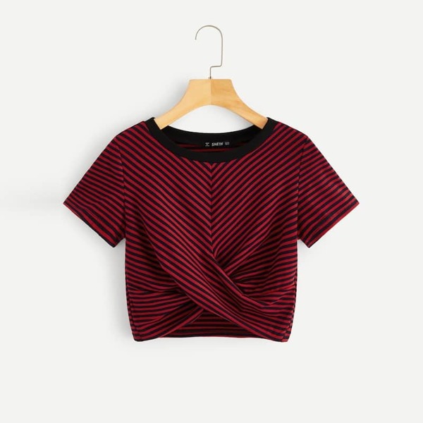 

Plus Striped Twist Hem Tee