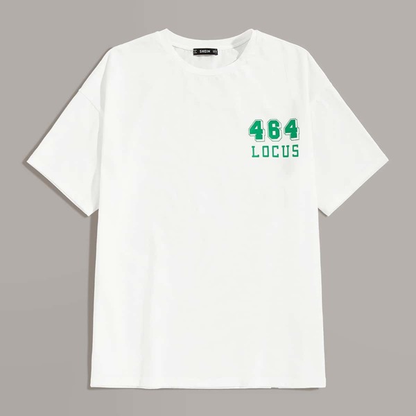 

Men Drop Shoulder Letter Print Top