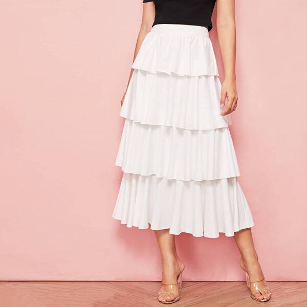 

High Waist Layered Hem Skirt