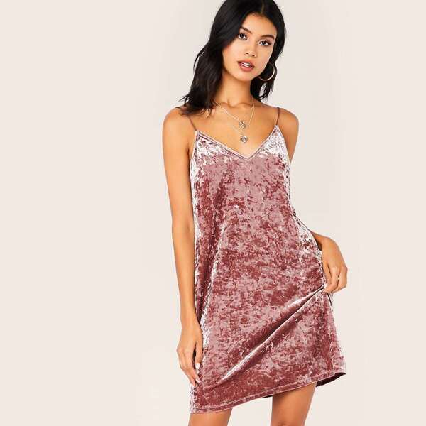 

Solid Velvet Cami Dress