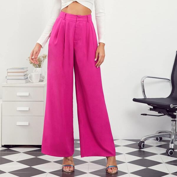 

Neon Pink High Waist Wide Leg Pants