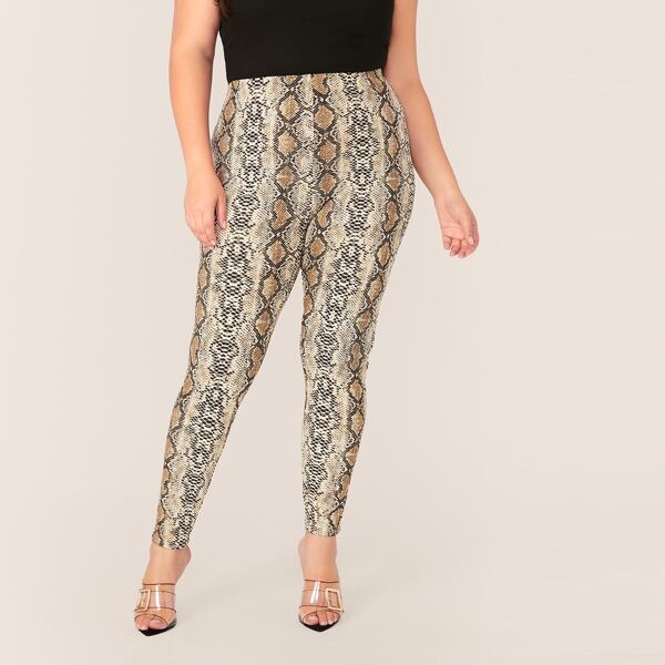 

Plus Snakeskin Print Leggings