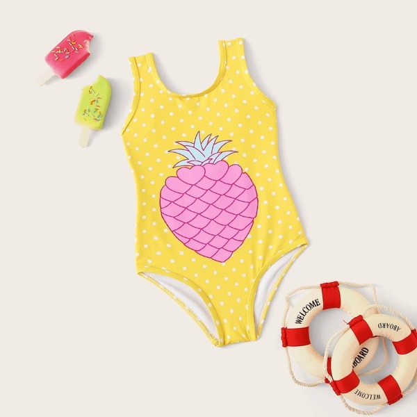 

Toddler Girl Strawberry Print One Piece Swimwear