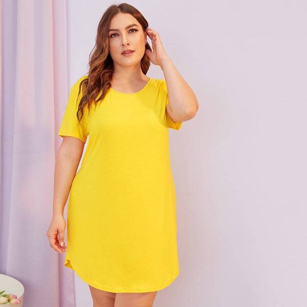 

Plus Neon Yellow Criss Cross Night Dress, Yellow bright