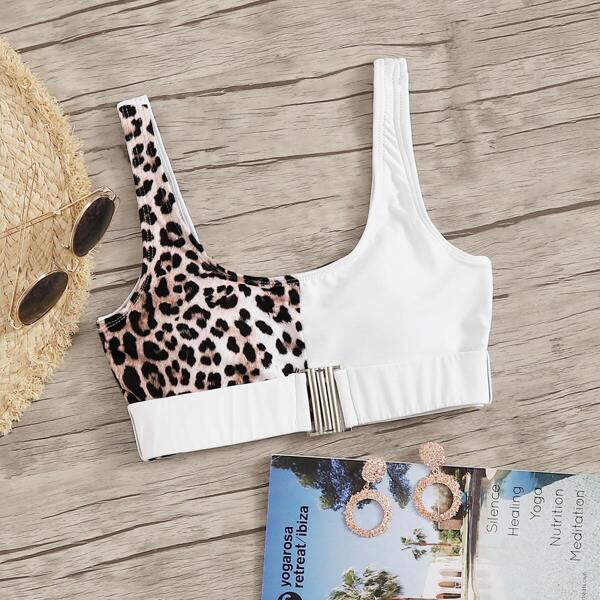 

Contrast Leopard Swimming Top