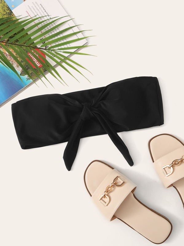 

Knot Bandeau Swimming Top, Black