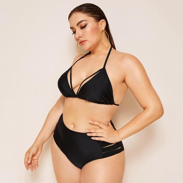 

Plus Harness Top With Cut Out Bikini Set