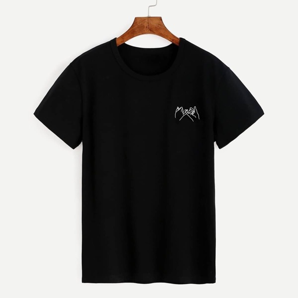 Plus Hand Print Tee, Black