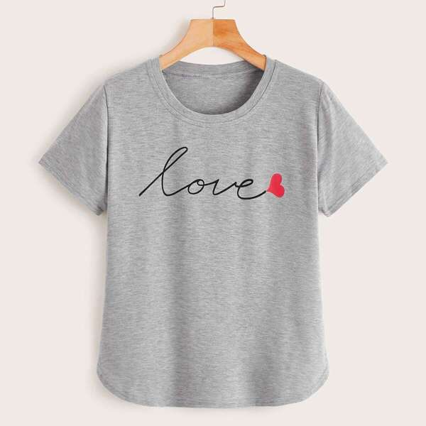 

Plus Letter & Heart Print Tee