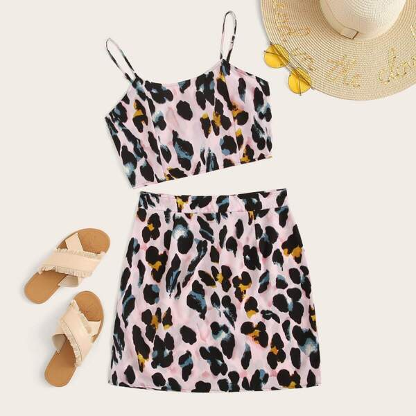 

Leopard Print Cami Top With Skirt