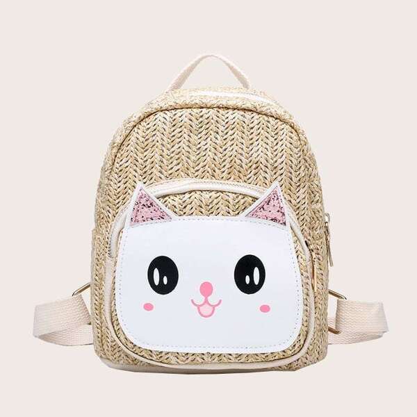 

Girls Cat Print Woven Backpack