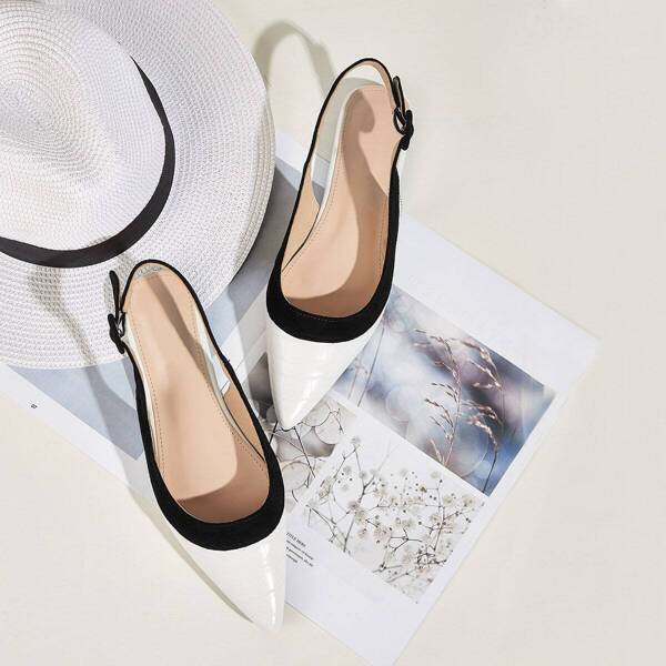 

Two Tone Point Toe Slingback Flats