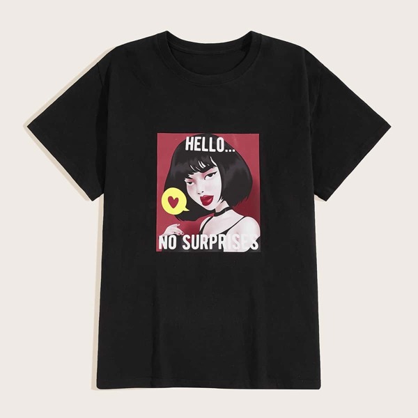 

Men Figure And Letter Print Tee