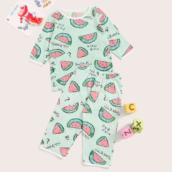 

Toddler Girls Watermelon Print Pajama Set