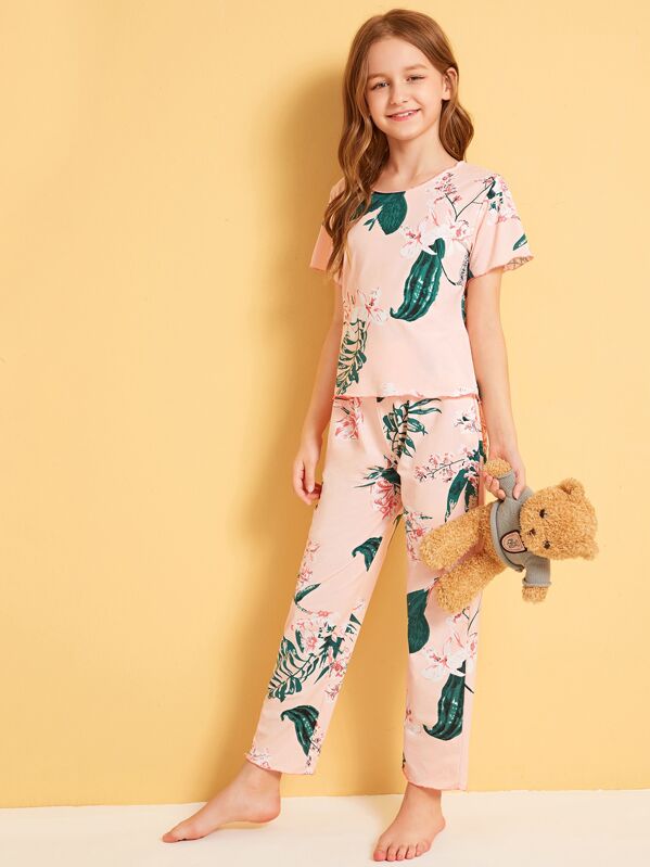 

Girls Floral & Tropical Print Pajama Set, Multicolor, Sashab