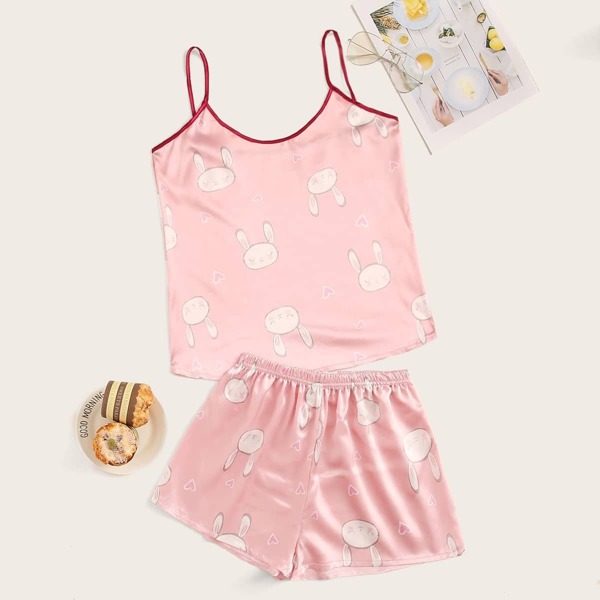 

Rabbit Print Satin Cami PJ Set