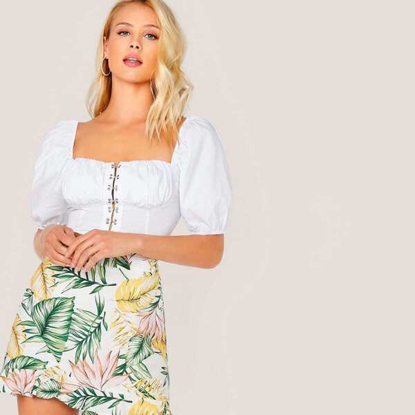 

Hook and Eye Bustier Crop Top