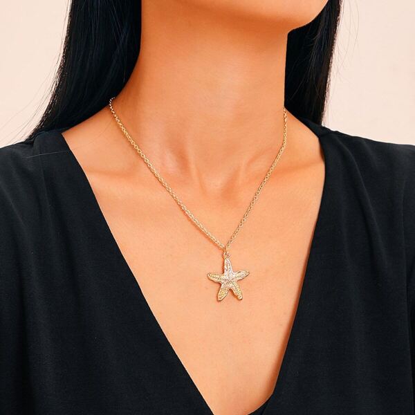 

Textured Starfish Pendant Chain Necklace 1pc