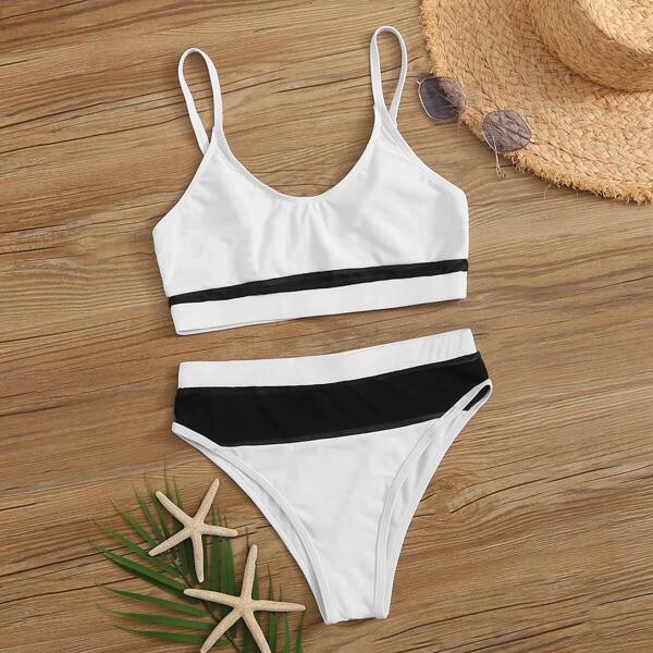 

Mesh Insert Top With High Waist Bikini