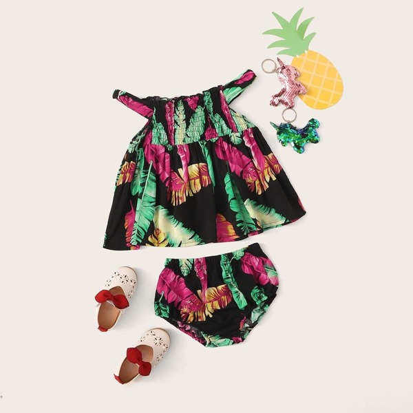 

Baby Girl Tropical Print Top With Shorts