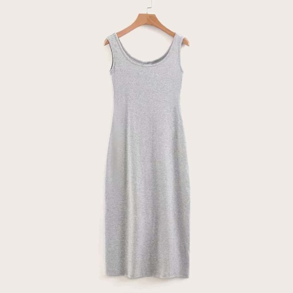 

Solid Scoop Neck Tank Dress