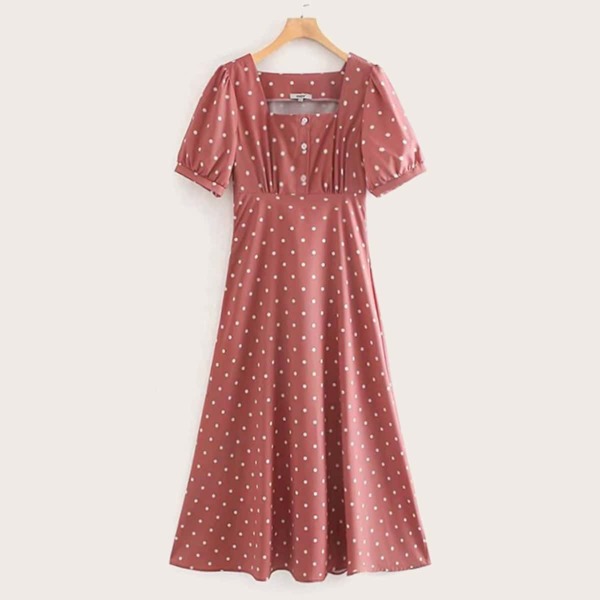 

Polka Dot Square Neck Dress