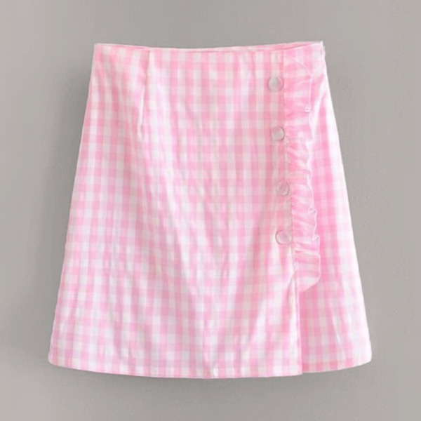 

Gingham Frill Trim A-line Skirt