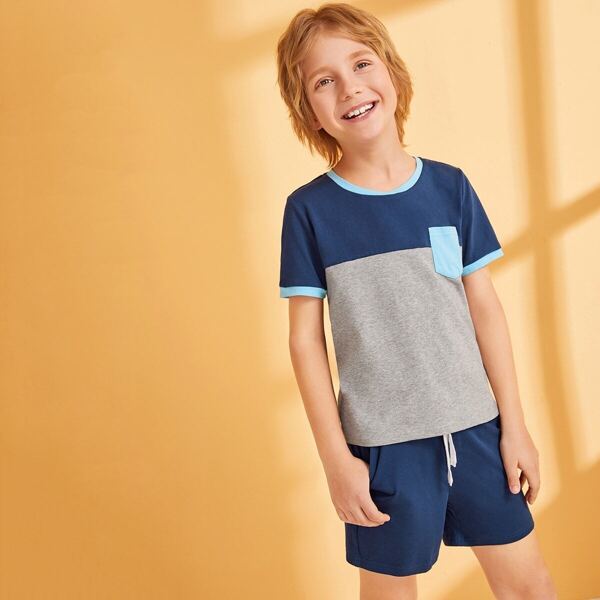 

Boys Color-block Ringer Tee & Shorts Set, Multicolor