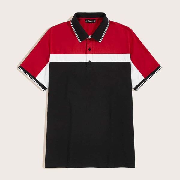 

Men Cut And Sew Panel Polo Shirt