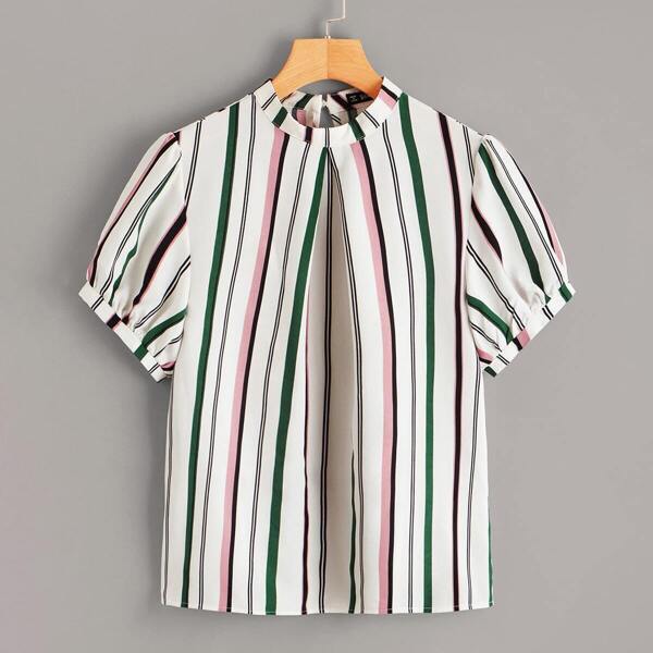 

Mock Neck Colorful Print Top