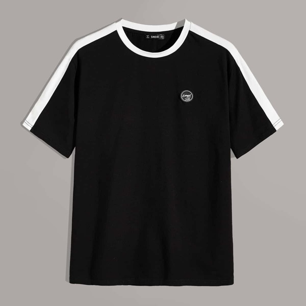 

Men Contrast Sideseam Patched Detail Top