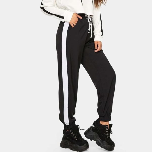 

Contrast Panel Lace Up Pants