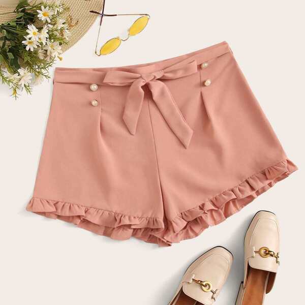 

Pearls Belted Frill Wide Leg Shorts