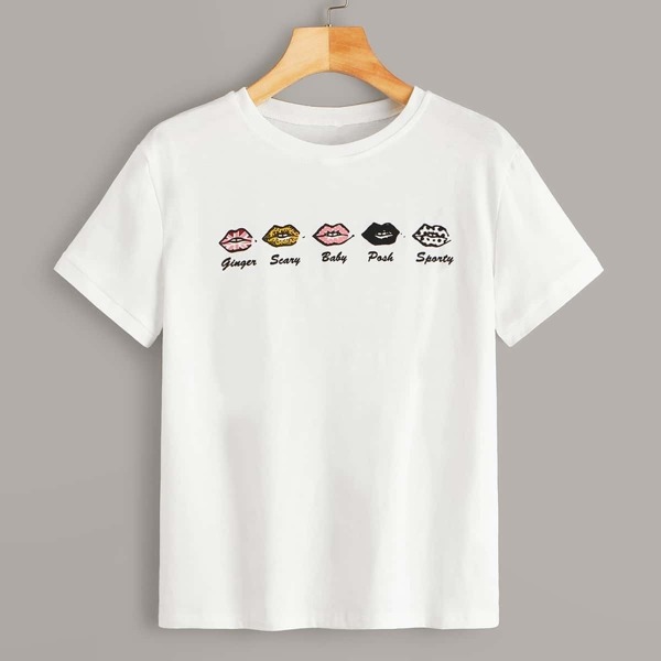 

Letter And Lips Print Tee, White