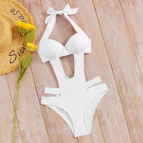 

Ruched Bustier Halter Monokini